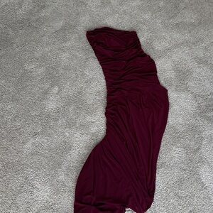 Norma Kamala Burgundy Off-Shoulder Dress